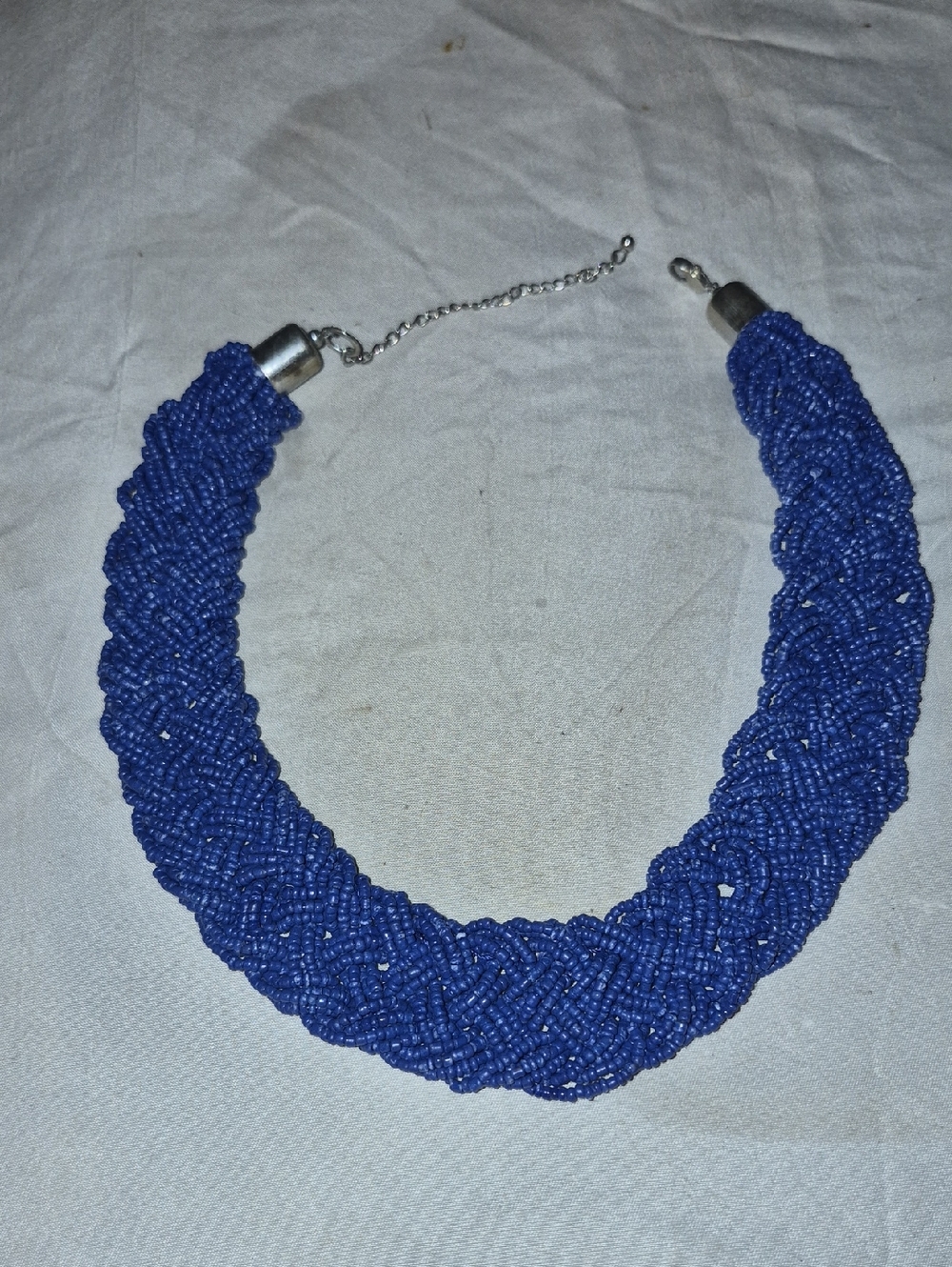 Handcrafted Blue Beaded Braided Necklace